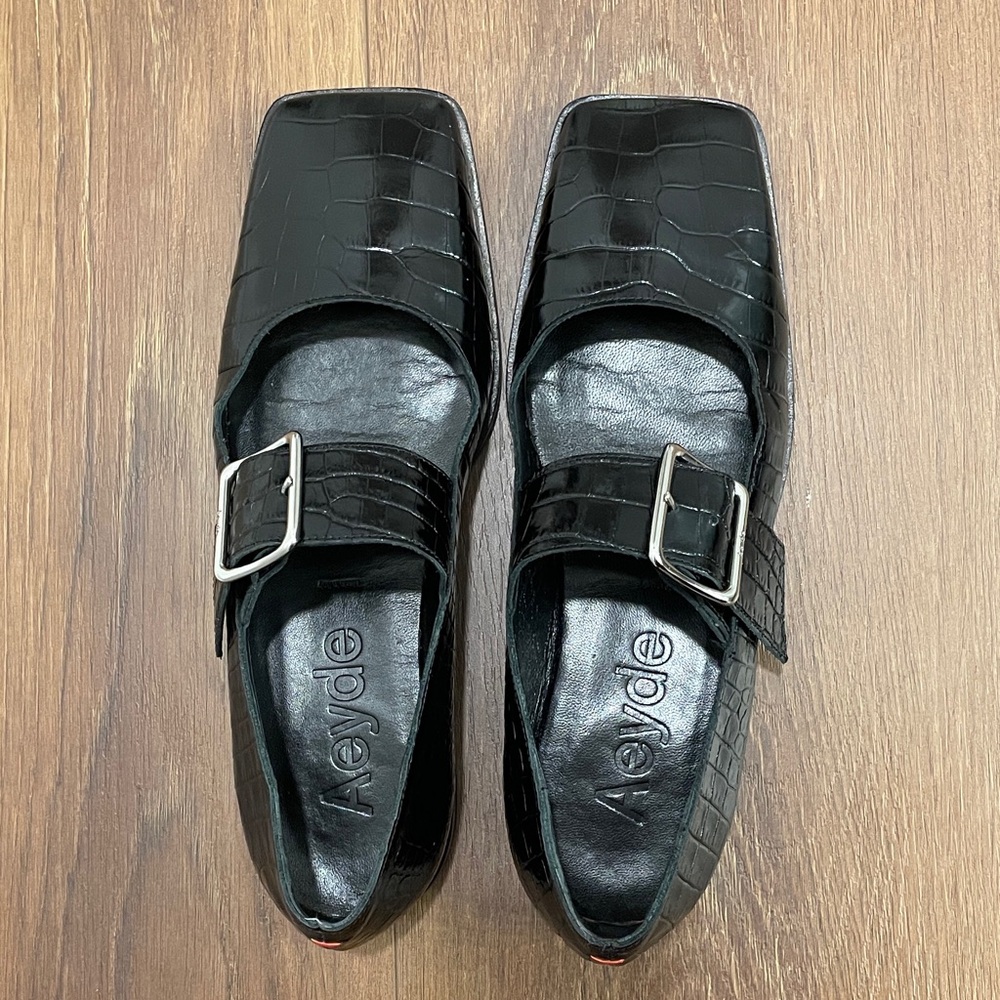 Aeyde Sunny Croc Leather Mary Jane Ballet Flats - Sz 36